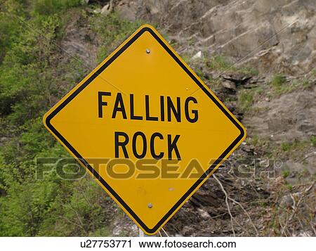 road sign, Falling Rock, warning sign, View Large Photo Image Stock Image - road sign, Falling Rock, warning sign, . Fotosearch