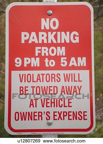 Stock Photo -  road sign, No Parking, tow zone sign, regulatory signs. Fotosearch