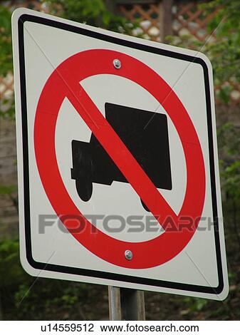 Stock Image -  road sign, No Trucks, regulatory sign, . Fotosearch
