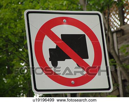 Stock Photo -  road sign, No Trucks, regulatory sign, . Fotosearch