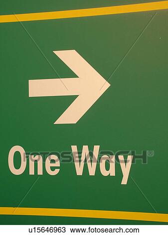 Stock Image -  road sign, One Way. Fotosearch