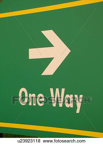 Stock Photo -  road sign, One Way. Fotosearch