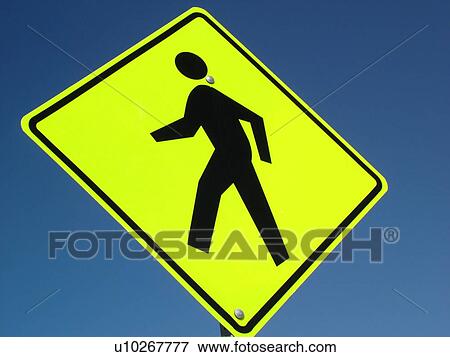 road sign, Pedestrian crossing sign against a blue sky, warning sign, yield to pedestrian View Large Photo Image Stock Photo - road sign, Pedestrian crossing sign against a blue sky, warning sign, yield to pedestrian. Fotosearch