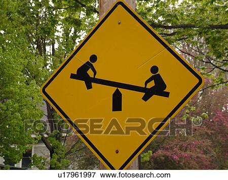 road sign, Playground Ahead sign, children at play, warning sign View Large Photo Image Stock Photo - road sign, Playground Ahead sign, children at play, warning sign. Fotosearch