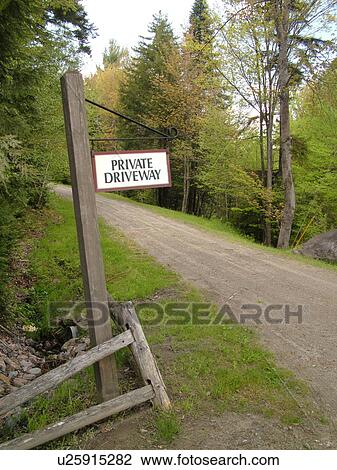 Stock Image -  road sign, Private Driveway. Fotosearch