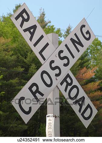 road sign, Railroad Crossing sign View Large Photo Image Stock Image - road sign, Railroad Crossing sign. Fotosearch