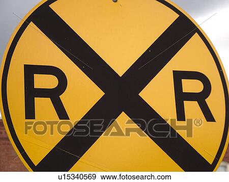 road sign, Railroad Crossing sign View Large Photo Image Stock Photo - road sign, Railroad Crossing sign. Fotosearch