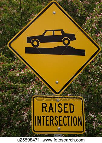road sign, Raised Intersection sign, speed bump, warning sign View Large Photo Image Stock Image - road sign, Raised Intersection sign, speed bump, warning sign. Fotosearch