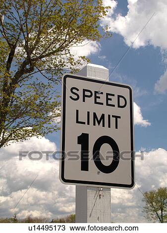 Stock Image -  road sign, Speed Limit 10, regulatory signs, . Fotosearch