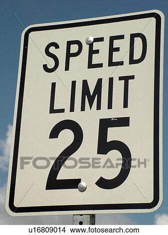 Picture -  road sign, Speed Limit 25, regulatory signs, . Fotosearch
