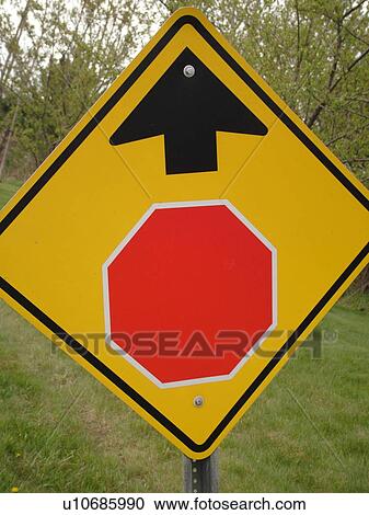 road sign, Stop Ahead sign, warning sign, View Large Photo Image Stock Image - road sign, Stop Ahead sign, warning sign, . Fotosearch