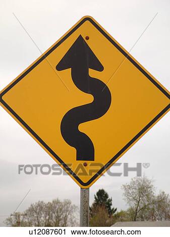 road sign, Winding Road Ahead, warning sign, View Large Photo Image Stock Image - road sign, Winding Road Ahead, warning sign, . Fotosearch