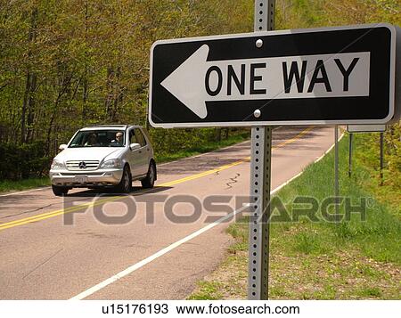 Stock Image -  road signs, One Way, regulatory signs, . Fotosearch