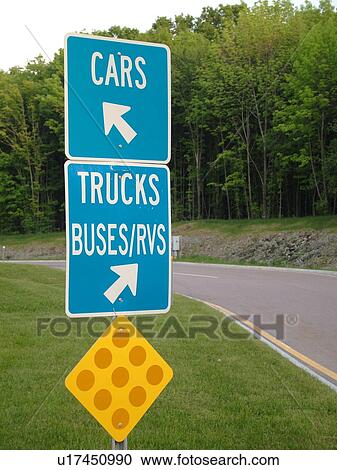 road signs, Rest Area, directions for cars and trucks, buses and RVs, yellow reflector sign View Large Photo Image Stock Image - road signs, Rest Area, directions for cars and trucks, buses and RVs, yellow reflector sign. Fotosearch