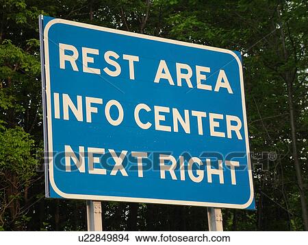 road signs, Rest Area, Info Center, Next Right View Large Photo Image Picture - road signs, Rest Area, Info Center, Next Right. Fotosearch