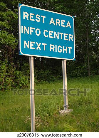 road signs, Rest Area, Info Center, Next Right View Large Photo Image Stock Photography - road signs, Rest Area, Info Center, Next Right. Fotosearch