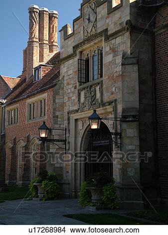Picture -  Rochester, Detroit, MI, Michigan, Oakland University's Meadow Brook Hall, 1920's Tudor Revival-style Mansion. Fotosearch