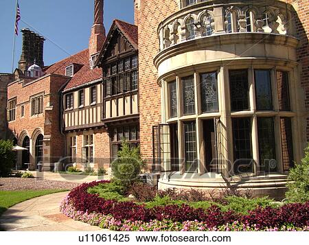Stock Photography -  Rochester, Detroit, MI, Michigan, Oakland University's Meadow Brook Hall, 1920's Tudor Revival-style Mansion. Fotosearch