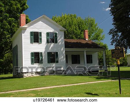 Stock Image -  Seneca Falls, NY, New York, Finger Lakes Region, Women's Rights National Historical Park, 1846 Elizabeth Cady Stanton Home. Fotosearch