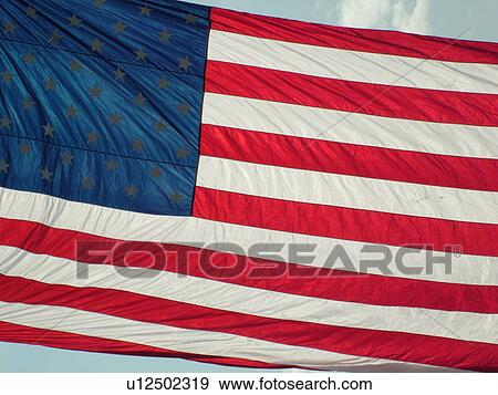 Stock Photo -  Shelburne, VT, Vermont, Giant American Flag. Fotosearch