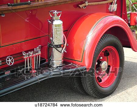 Picture -  Shelburne, VT, Vermont, Vermont Teddy Bear Company, Antique Fire Truck display. Fotosearch