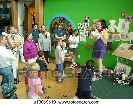 Stock Photo -  Shelburne, VT, Vermont, Vermont Teddy Bear Company, factory tour. Fotosearch