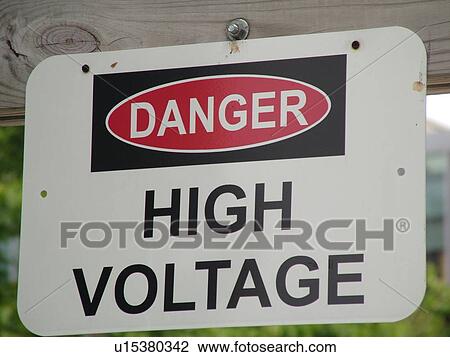Stock Image -  sign, Danger High Voltage. Fotosearch