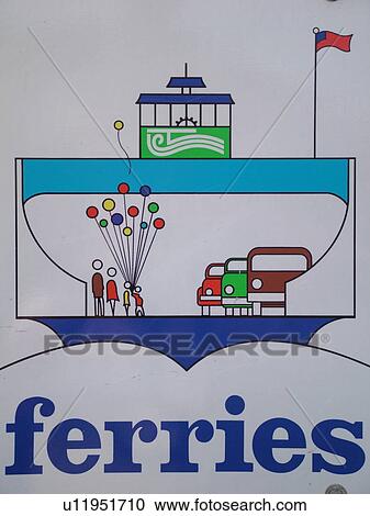 Stock Image -  sign, Lake Champlain Ferries. Fotosearch