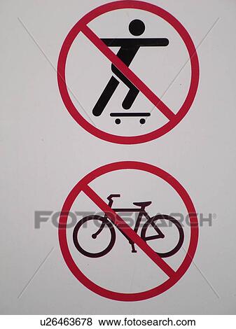 Stock Photo -  signs, no skateboarding, no biking, restrictions. Fotosearch
