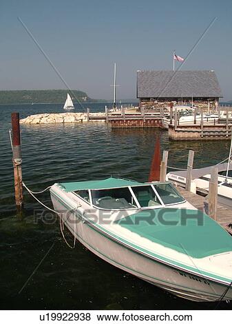 Stock Photo -  Sister Bay, WI, Wisconsin, Door Peninsula, Green Bay, marina. Fotosearch
