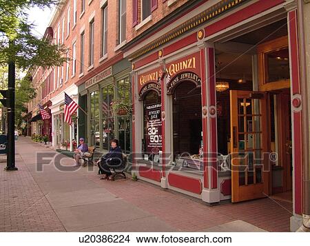 Picture -  Skaneateles, NY, New York, Finger Lakes Region, downtown. Fotosearch