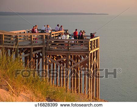 Stock Photo -  Sleeping Bear Sand Dunes National Lakeshore, MI, Michigan, Lake Michigan, overlook, Pierce Stocking Scenic Drive, dunes. Fotosearch