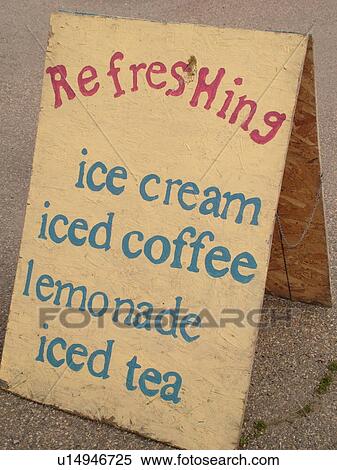 Stock Photography -  Snack Shop sign, Refreshing Ice Cream, Iced Coffee, Lemonade, Iced Tea. Fotosearch