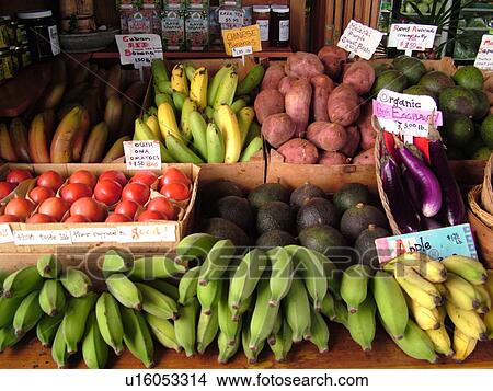 Picture -  South Kona, Big Island, Island of Hawaii, HI, Hawaii, Kona Coast, Leeward, West Coast, Captain Cook, roadside farm stand, tropical fruit. Fotosearch