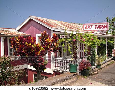 Stock Image -  South Kona, Big Island, Island of Hawaii, HI, Hawaii, Kona Coast, Leeward, West Coast, Captain Cook, Art Farm, gallery. Fotosearch