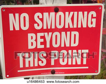 Stock Image -  South Kona, Big Island, Island of Hawaii, HI, Hawaii, Kona Coast, Leeward, West Coast, Captain Cook, Royal Kona Museum & Coffee Mill, No Smoking Beyond This Point, sign. Fotosearch