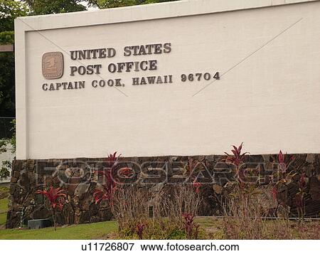 Stock Photo -  South Kona, Big Island, Island of Hawaii, HI, Hawaii, Kona Coast, Leeward, West Coast, Captain Cook, United States Post Office. Fotosearch