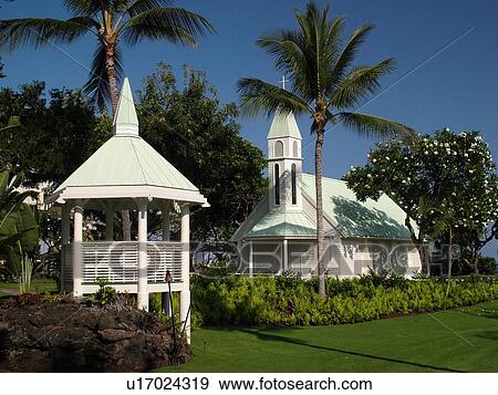 Stock Photo -  South Kona, Big Island, Island of Hawaii, HI, Hawaii, Kona Coast, Leeward, West Coast, Keauhou, Sheraton Keauhou Bay Resort & Spa, Bayside Wedding Chapel. Fotosearch