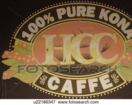 Stock Photo -  South Kona, Big Island, Island of Hawaii, HI, Hawaii, Kona Coast, Leeward, West Coast, Captain Cook, Royal Kona Museum & Coffee Mill, sign. Fotosearch