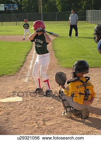Stock Photograph -  St. Joseph, MN, Minnesota, Boys Little League Baseball Game, position, batter ready for pitch. Fotosearch