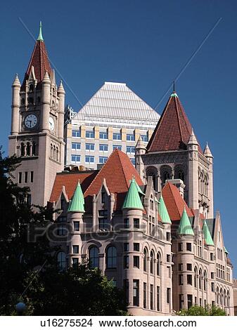 Picture -  St. Paul, MN, Minnesota, Twin Cities, Downtown, 1902 Landmark Center, restored Old Federal Courts Building. Fotosearch