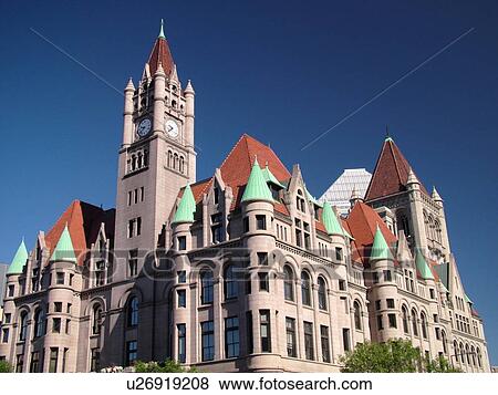Stock Photo -  St. Paul, MN, Minnesota, Twin Cities, Downtown, 1902 Landmark Center, restored Old Federal Courts Building. Fotosearch