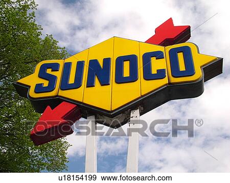 Stock Photo -  Sunoco Gas Station, sign, logo, . Fotosearch