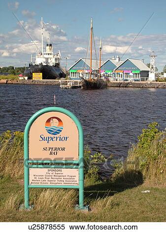 Stock Photography -  Superior, WI, Wisconsin, Lake Superior, Superior Bay, Barker's Island, SS Meteor Maritime Museum. Fotosearch