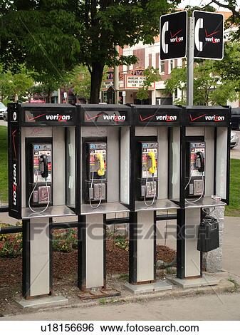 telephone booths, Verizon View Large Photo Image Stock Photograph - telephone booths, Verizon. Fotosearch