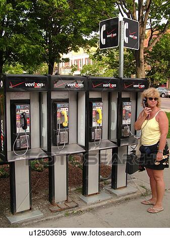 Stock Photography -  telephone booths, Verizon. Fotosearch