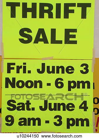 Stock Image -  Thrift Sale sign. Fotosearch