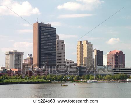 Stock Image -  Toledo, OH, Ohio, Downtown skyline, Maumee River. Fotosearch