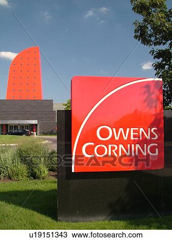 Stock Image -  Toledo, OH, Ohio, Owens Corning Headquarters, entrance sign. Fotosearch