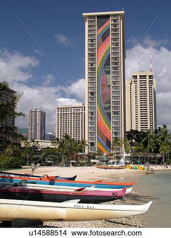Waikiki, Honolulu, Oahu, HI, Hawaii, Hilton Hawaiian Village, outrigger sea canoe View Large Photo Image Picture - Waikiki, Honolulu, Oahu, HI, Hawaii, Hilton Hawaiian Village, outrigger sea canoe. Fotosearch